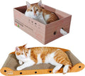 Cat Scratcher Bed 27 Inch Cat Couch Scratcher &16 Inch Cat Scratch Box with Refillable Scratch Pad Cat Scratchers for Indoor Cats Durable Extra Large Cats Lounger Furniture Protector