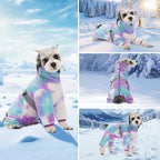 Dog Coats for Small Dogs, Polar Fleece Dog Pajamas Bodysuit, Puppy Onesies Tie Dye Jumpsuits, Dogs Warm Clothes Four-Legged, Doggie Fullbody Winter Jacket Vest
