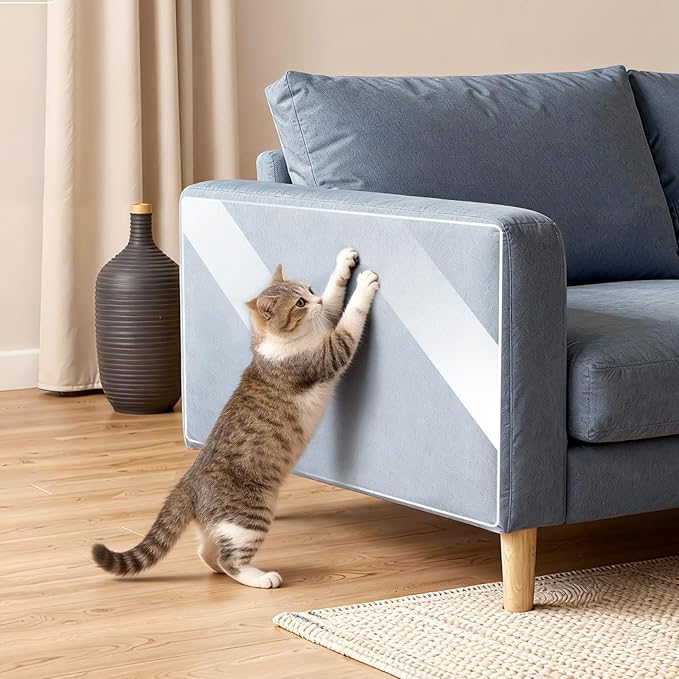 Cat Couch Protector, Transparent Anti Scratch Furniture Protector, Self-Adhesive & Waterproof Tape, Shields Couches, Sofas, Chairs from Cat Claws & Damage(200in x 16in)