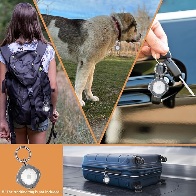 ADITYNA Cotton Dog Collar with AirTag Holder - Heavy-Duty Metal Buckle, Breathable, Easy Adjustable for Medium & Large Breeds - for Walking, Training (Vintage Stripes, Fits 15-21" Necks)