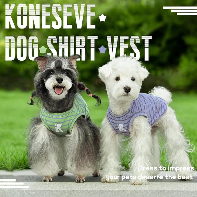 Koneseve Dog Shirt 2 Pack Breathable Sleeveless Vest, Stretchy & Soft, Purple & Vivid Green Size 4XL
