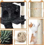 Topeakmart 61in Cat Tree for Indoor Cats, Cat Tower with Scratching Posts Spacious Perch & Platform for Kittens, Black