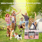 Dog and CAT pop Play Pen,Pets Houses for Dogs and Cats,Indoor&Outdoor Exercise Pen Dog Tent Puppy Playground Large (L, Pink)