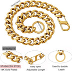 Adjustable Stainless Steel 19MM Gold Plated Dog Titan Collar Necklace Training Walking Metal Dog Duty Chew Proof for Small Medium Large Dogs American Pitbull German Shepherd (19MM*26inch, Gold)