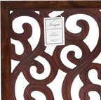 Wooden Foldable Pet Dog Safety Gate - 4 Panels Scroll 20 W x 24 H- Hand Carved Solid Wood & MDF- Free Standing Portable Indoor Doorway Hall Stairs Puppy Fence -Fully Assembled- Antique Brown -IRONGATE