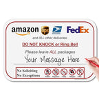 Please Do Not Knock or Ring Doorbell - Leave Package Sign Blank, Write Your Own Delivery Message, 6" x 9" No Rust PVC Will Not Scratch, Easy to Mount w/Included Adhesive, Made in USA by SPRYZZLE