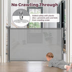 Retractable Baby Gates 2 Pack, 55" Wide Mesh Dog Gate Indoor, 34" Tall Gate for Stairs Doorways Hallways Deck, Child Pet Safety Gate for Indoor Outdoor Home Use, Grey
