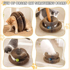 Magic Organ Cat Scratching Board, Foldable Accordion Interactive Cat Toy with Bell Ball, Durable Cardboard Scratch Pad for Cat Grinding Claw & Indoor Play