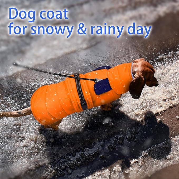 MIGOHI Comfortable Large Dog Coat - Waterproof Dog Coat with Reflective Strips,Windproof XXL Dogs Jacket with Warm Turtleneck, Snow Coats for Large Dogs,Labrador Golden Retriever,2XL,Orange