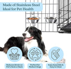 Set of 2 Stainless-Steel Dog Bowls - Cage, Kennel, and Crate Hanging Pet Bowls for Food and Water - 20oz Each and Dishwasher Safe by PETMAKER,Silver