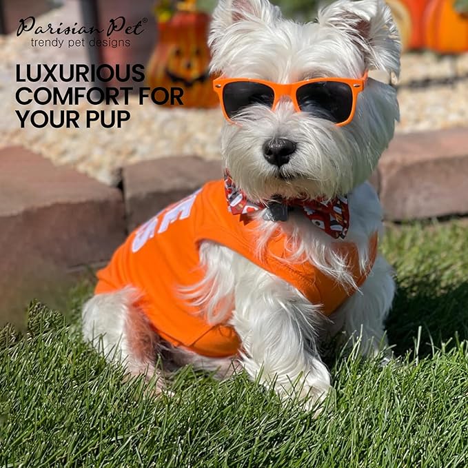 Parisian Pet Dog Shirt – 100% Cotton Free Hugs Shirts for Large Dogs – Sleeveless Puppy Clothes – Lightweight and Breathable Orange Dog Clothes – Summer Pet Apparel - Stretchable Tshirts for Dogs