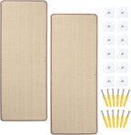 Natural Sisal Cat Scratching Mats 2 Packs,Cat Scratch Furniture Protector,Wall Mounted Wall Climbing Carpet, Horizontal Cat Scratcher Rugs Carpets Mats for Wall Couch Protection, 39.3" Lx15.7 W