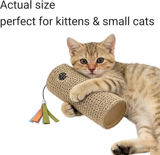 Mini Cat Scratcher & Toy - 7.87" Compact Scratching Post with Rolling Ball, Perfect for Kittens & Small Cats