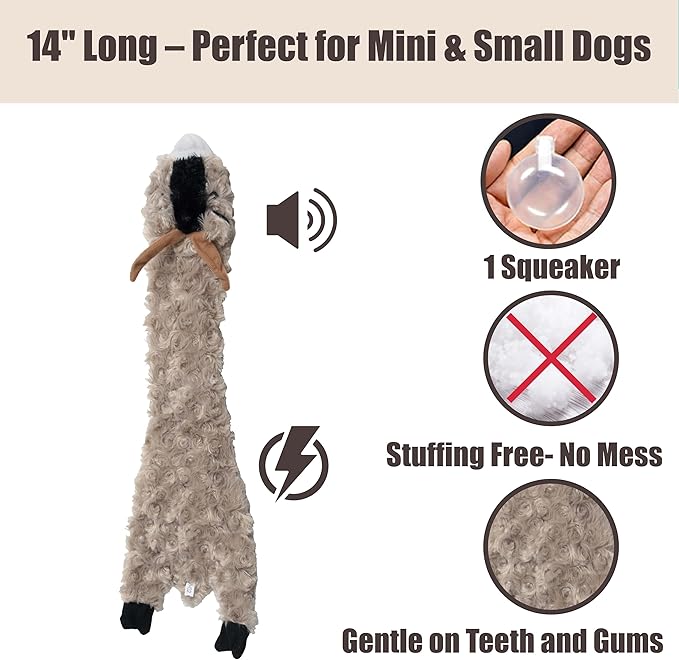 SPOT Skinneeez Crinklers Goat - Stuffing-Free Dog Toy with Crinkle & Squeaker Sounds, Durable for Moderate Chewers, Tug Toy for Small Dogs & Puppies, 14in