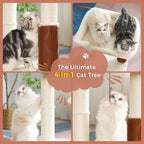 Flower Cat Tree with Large Hammock & Large Cat Scratching Post with Big Perch Double The Fun, Double The Comfort