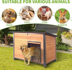 Dog House Outdoor Weatherproof, Sturdy Large Breed Doghouse Anti-Chewing Iron Frames Wood Houses, Dog Shelter for Indoor Puppies, Cats