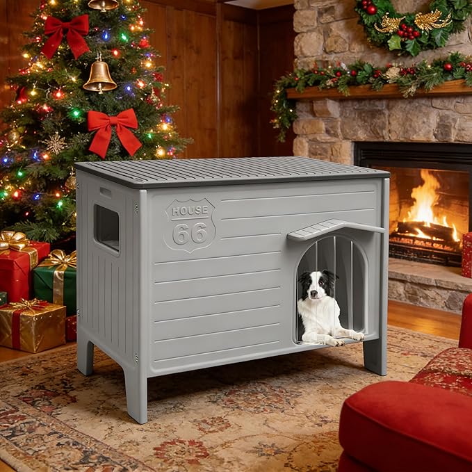 Dog House Outdoor Weatherpoof Plastic Large Dogs Houses Indoor Waterproof Stray/Pet Dog Shelter Outside for Large and Medium Dogs