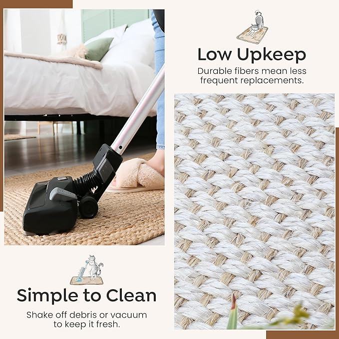 Premium Brazilian Cat Scratcher Mat – 24'' x 16'' Natural Fiber 100% Sisal with Jute Border, Ultra Durable, Scratching Pad, Doormat Rug, Protects Furniture and Carpets (Rustic)