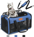 PETUX Airline Approved Pet Carrier - 17x11x9.5 in, Underseat, Top & Side Entry, Soft Sided Cat Dog Carrier for Small Cat & Dog Up to 12 lbs with Breathable Anti-Scratch Mesh for Travel & Vet - Blue