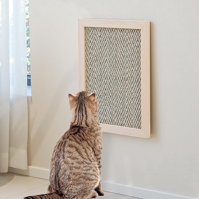 PETKARAY Sisal Corner Cat Scratcher, 22" Large Cat Wall Scratcher, Scratching Post for Indoor Cats, Wall Mounted Sisal Scratch Pad with Toy Ball