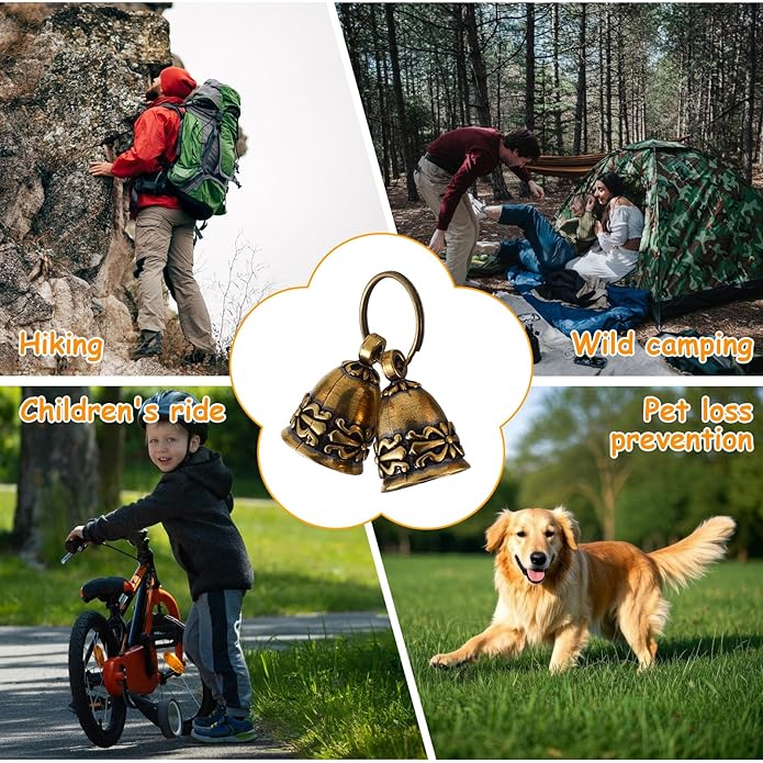 2 PCS Copper Collar Bell for Small Pet 1.7 Inch Pure Copper Bells Retro Craft Bells Handmade Small Bell for Crafts Anti-Lost Id Tags for Home, Door or Decoration