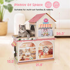 Cardboard Cat Houses for Indoor Cats - Kitten Scratcher Houses & Condos, Donuts Themed Hut Hideout Play House Bed with Scratching Pads, Scratch Box for Large Kitty Rabbit Bunny Small Animals