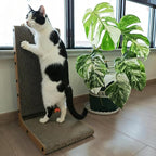 20" L-Shape Couch & Wall Cat Scratch Protector - Vertical Cat Scratcher and Scratching Post for Indoor Cats, Leans Against Furniture with Bell, Catnip & Toy Wand, High-Strength Cardboard