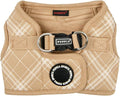Puppia Corwin Dog Vest Harness B (Step-in) Fashionable Checkered Pattern Spring Summer Harness for Small and Medium Dogs, Beige, Medium