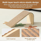 THAKWEN Natural Cork L-Shaped Cat Scratcher, Eco-Friendly Corrugated Paper Wear-Resistant Cat Scratching Pad, Wall/Sofa-Mounted Cat Claw Grinding Toy for Small Apartments, Pet Supplies (Floral Red)