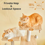 Large Modern Cat Tree - 70 inch Tall Cat Tower for Indoor Cats, Multi-Level Cat Condo with 7 Fully Wrapped Scratching Posts,2 Spacious Perches, Hammock, Cozy Pad & Dangling Balls-Light Brown