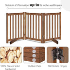 LZRS Freestanding Dog Gate 30 inch Tall - 3 Panels Solid Wooden Pet Gate for Doorways, Stairs & Hallways, Expandable & Foldable with Support Feet，Indoor Use,Oak
