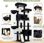 Globlazer 77" Cat Tree for Large Cats, Tall Cat Tower with Scratching Board & Thickened Stable Base, Skin-Friendly Multi-Level Activity Center for Multi-Cat Household, Maine Coon, S77C,Dark Grey