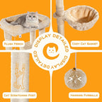 HOOMIC 36" Cat Tree for Indoor Cats, Multi-Level Cat Condo with Sisal Scratching Posts and Board, Cozy Hammock, Padded Plush Perch for Kittens, Beige