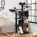 Yaheetech Cat Tree, 57 inches Cat Tower with Double Condo, Scratching Board and Basket, Cat Furniture for Indoor Cats Kitten- Black