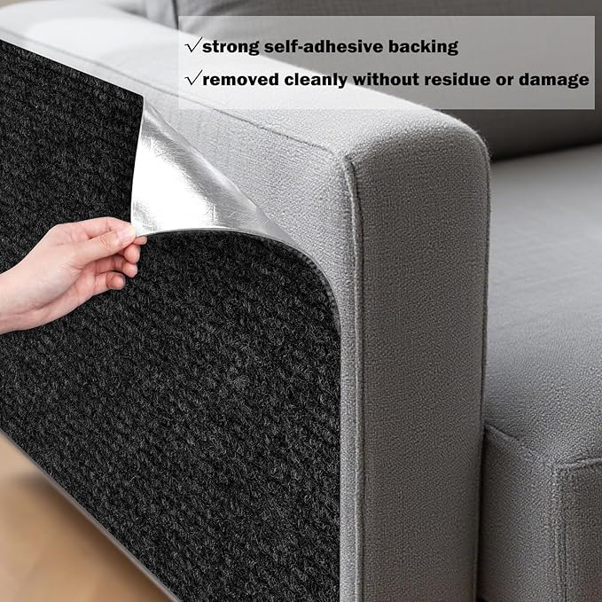 ICOOP Couch Protector from Cat Claws 15.8"×47.2" Anti Scratch Furniture Protector Black Cat Scratch Mat Self-Adhesive Trimmable Scratch Pad for Cats DIY Sofa Corner Wall Scratchers for Indoor Cats