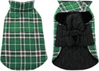 MIGOHI Reversible Winter Jacket for Dogs, Windproof Waterproof Coat for Cold Weather, British Style Plaid Warm Vest for Small Medium Large Dogs, Green 3XL
