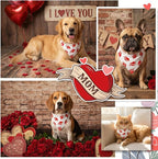 Dog Bandanas for Valentine's Day - Love Mom - Holiday Costume Mother’s Day Pet Scarf with Snap Button for Large & Extra Large Breeds 75lbs+