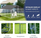 Petonly Outdoor Dog Enclosure Heavy Duty Dog Kennel House Mesh Dog Big Cage Pet Kennel Steel Fence with Secure Lock(118”x 118”)