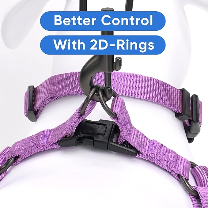 Pawtitas Solid Step-in Dog Harness – Adjustable No-Pull Vest for Puppies to Seniors, Safe & Comfortable L Orchid