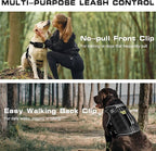 Tactical Dog Harness Medium Sized, Heavy Duty No Pull Dog Harness with Handle, Easy On and Off Service Dog Vest with Molle System, Reflective Pet Vest for Walking Hiking Training