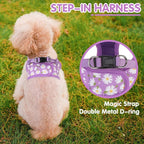 PUPTECK Dog Harness for Puppy and Small Sized Dogs, Step-in No Pull Soft Mesh Vest Harness for Cats Small Pets Walking, Purple Dasiy, New XS