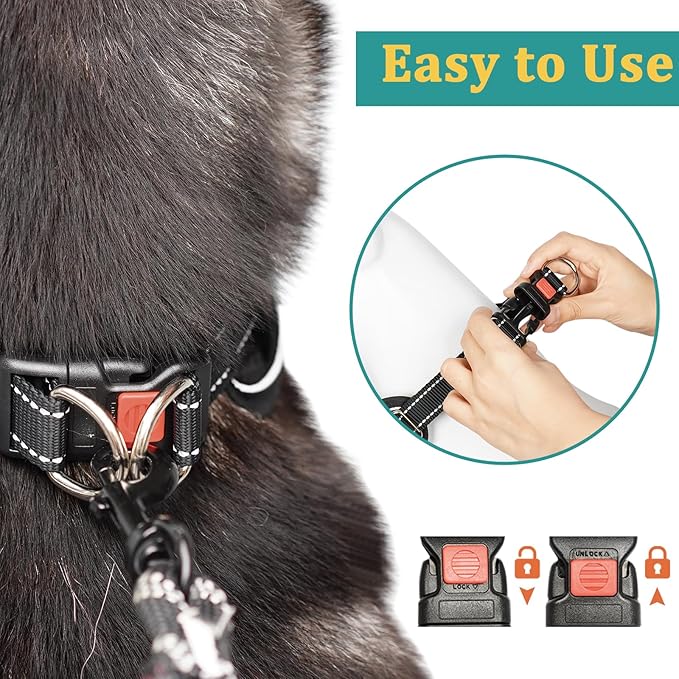 Mayerzon Martingale No Pull Collar for Large Medium Dogs Pitbull German Shepherd Rottweilers, Patented Reflective Anti Pull Dog Walking Collar with Buckle for Training Hiking, Adjustable(XL, Black)