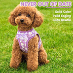 PUPTECK Dog Harness for Puppy and Small Sized Dogs, Step-in No Pull Soft Mesh Vest Harness for Cats Small Pets Walking, Purple Dasiy, New XXS