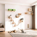 Cat Wall Shelves, 18 in 1 Cat Wall Furniture with Green Tunnel, Condos, Bridge, Climbing Post & Scratching Pad Modular Wall Mounted Cat Playground for Large Spaces & Multi-Cat Homes