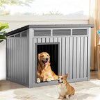 DRATO Insulated Dog House Outdoor, Resin Weatherproof Dog Houses for Large Dogs Outside Premium Material with All-Weather Protection for Pet Comfort