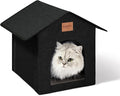 Love's cabin Outdoor Cat House Weatherproof, Insulated Feral Cat House Outdoor for Winter, Waterproof Outside House for/Indoor Cats, Shelter with Removable Soft Cushion,Black