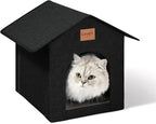 Love's cabin Outdoor Cat House Weatherproof, Insulated Feral Cat House Outdoor for Winter, Waterproof Outside House for/Indoor Cats, Shelter with Removable Soft Cushion,Black
