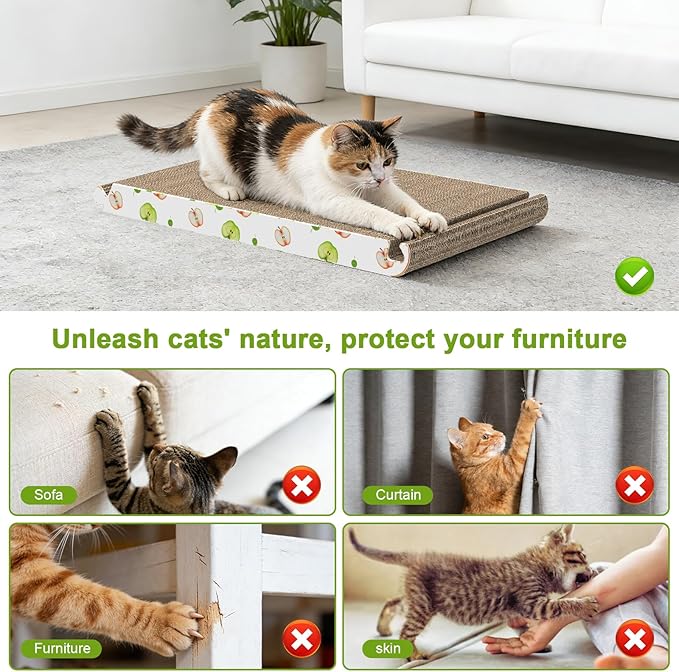 Cat Scratcher, Triangle Cat Scratching Board for Indoor Cats, 6 Usable Sides Cardboard Cat Scratcher with Catnip