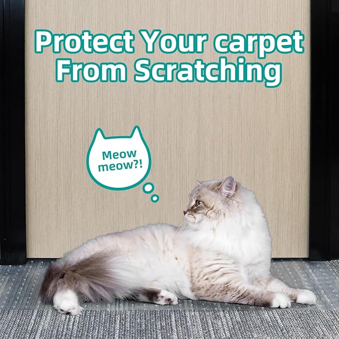 KHS 3PCS Plastic Carpet Protector for Pets, 3.6FT Carpet Scratch Stopper, Stop Cats from Scratching Carpets at Doorways, Easy to Cut Cat Scratch Protector Mat, Plastic Runners