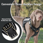 Tactical Dog Harness for Large Dogs, for Golden Retriever, Labrador, German Shepherd etc, No Pull Reflective No Choke Adjustable and Padded Pet Vest Harness, Black, L